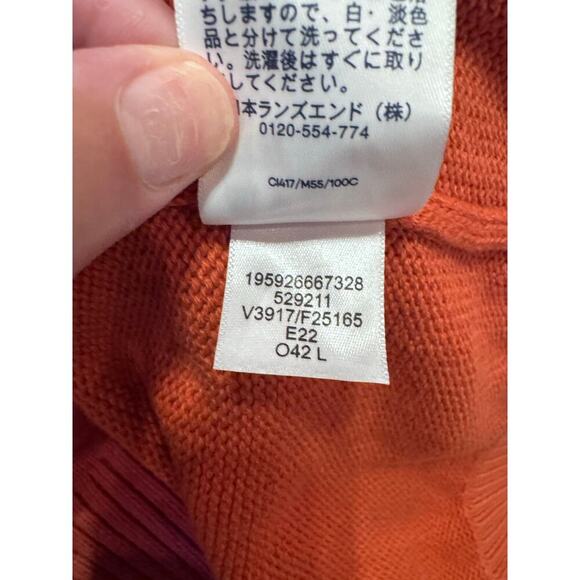 Lands' End Men's Quarter Zip Drifter Ribbed Pullover Sweater Spiced Apricot Sz L - Picture 9 of 11